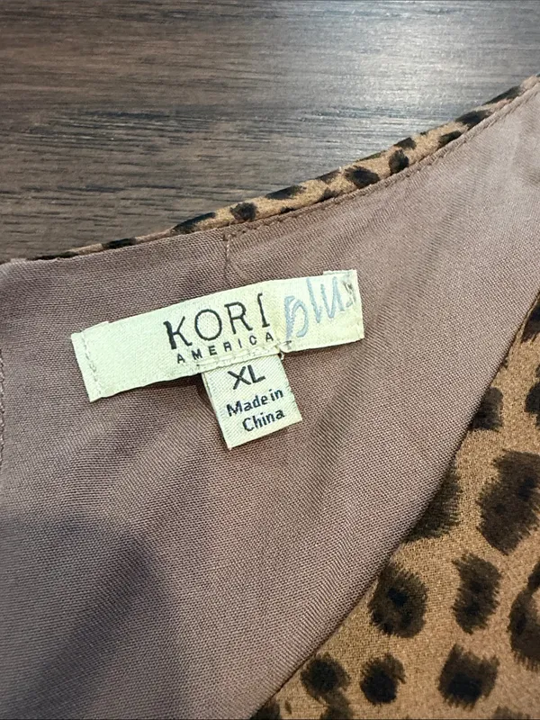 Kori America Leopard Print Chiffon Dress Size XL - C20-023 - Image 2