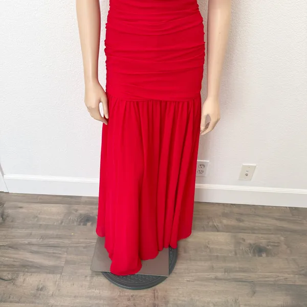 [Anthropologie] Bardot Red Mave Halter Neck Maxi Dress Low Back Ruched Slit 12 - Image 11