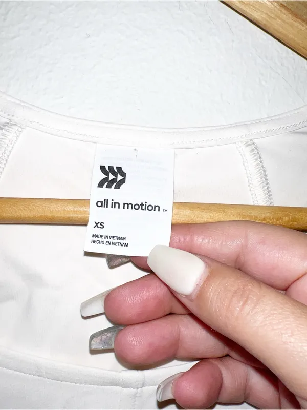 All in motion Off White Long Sleeve Square Neck Corset Active Crop Top - Image 4