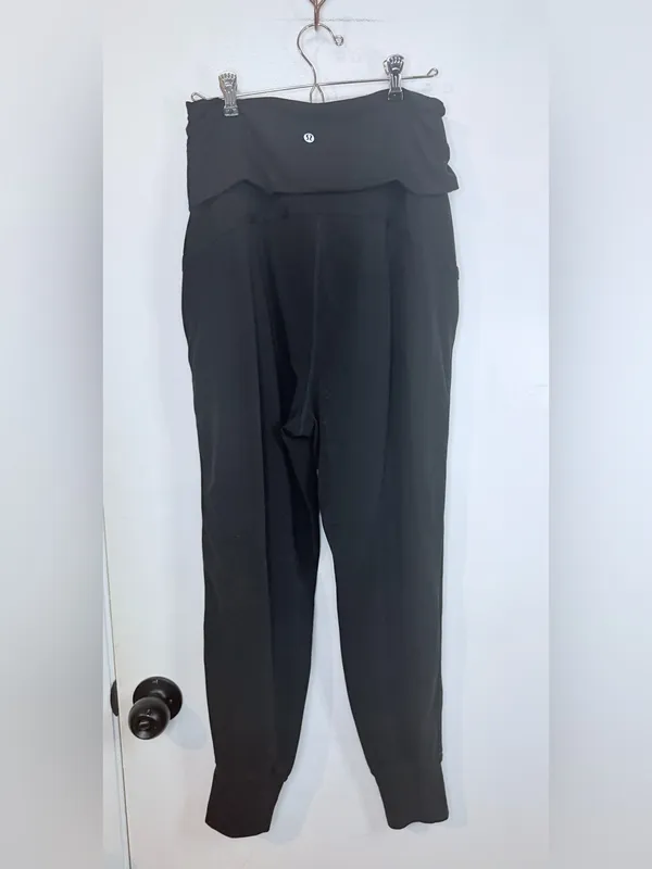 Lululemon Align Foldover High Rise Jogger Pants Black Pockets Cuffed - Image 6