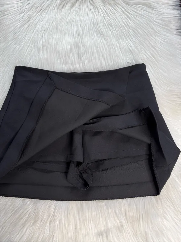 Zara Black Faux Wrap Mini Skort - Image 2