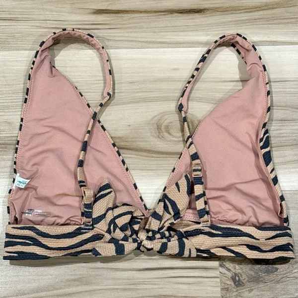 Aerie Triangle Tie Zebra Tan Black Bikini Top Women’s Medium - Image 2