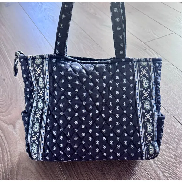 VTG Vera Bradley Seaport Navy Mini Tote Bag Retired USA Made Preppy Paisley - Image 6