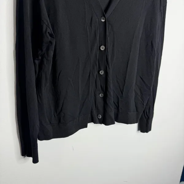 Zara Black V-Neck Cardigan Button Front Small Minimalist Workwear Casual Office - Image 6
