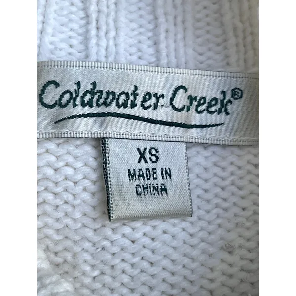 Coldwater Creek Womens XS Winter White Christmas Tree Sweater Holiday Party Cream Beige - Image 7