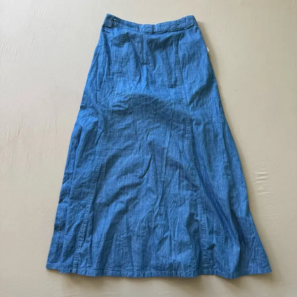 Denim lace trim A-Line Maxi Skirt - Image 3