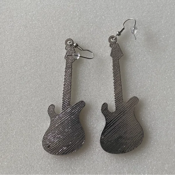 Electric guitar silver plated pink‎ dangle drop earrings faux fashion jewelry - Image 7