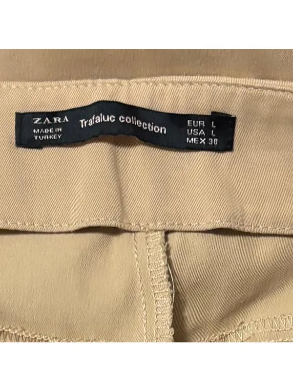 ZARA Trafaluc Collection Women's Wide Leg Culotte Pants in Beige/Tan Size L - Image 6