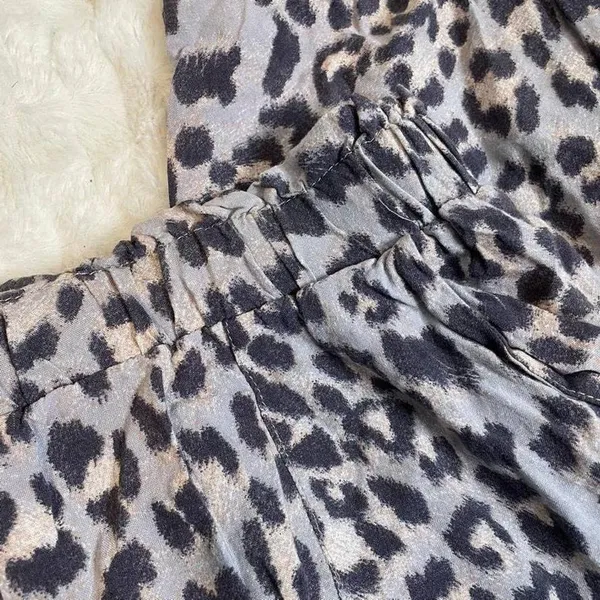 Alya Leopard Print Jogger Pants Grey Black Elastic Waist‎ Women Small - Image 2