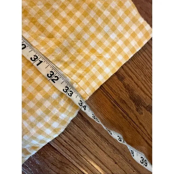 Old Navy yellow gingham plaid linen square neck mini dress large - Image 9