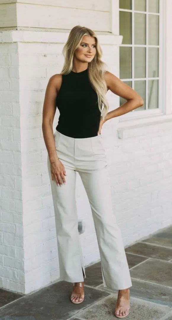 These Three Boutique Beige Leather Pants - Image 4