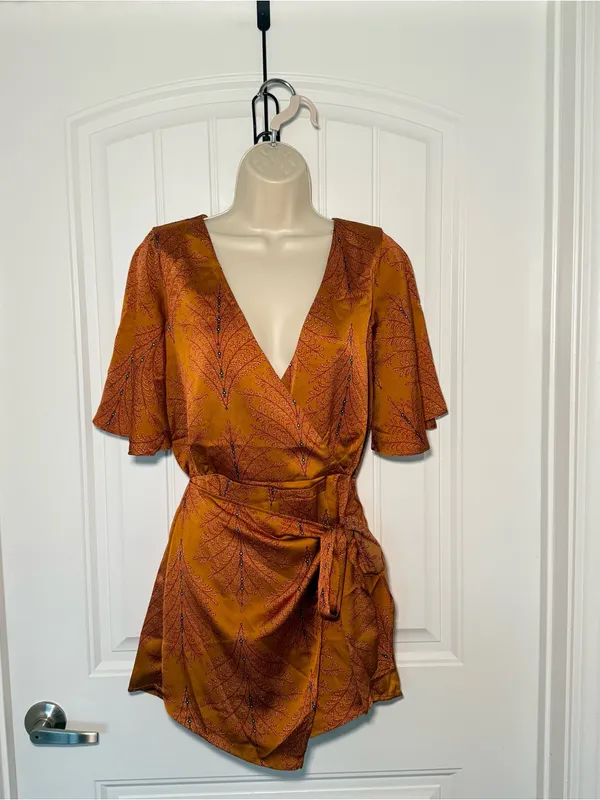 Hello Molly Women’s Size 4 Midnight Noise Rust Color Romper Lined Boho Chic - Image 5