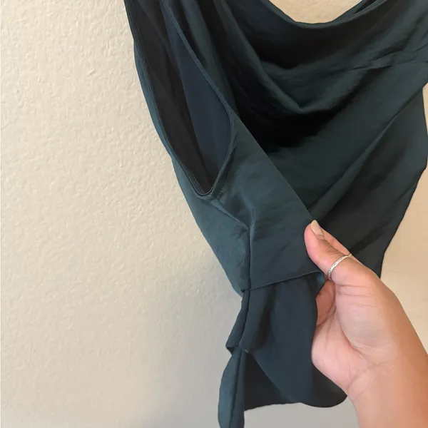 ASOS DESIGN One Shoulder Satin Top Size 4 Forest Green Cocktail Wedding Guest - Image 3