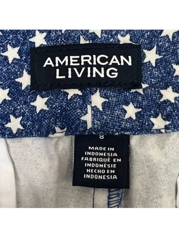 American Living Women Jean Shorts Stars Size 8 Stars Blue White - Image 10