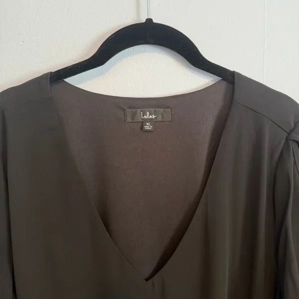 Lulus Shifting Dears Black Long Sleeve V-Neck Dress sz XLarge LBD Cocktail Party - Image 3