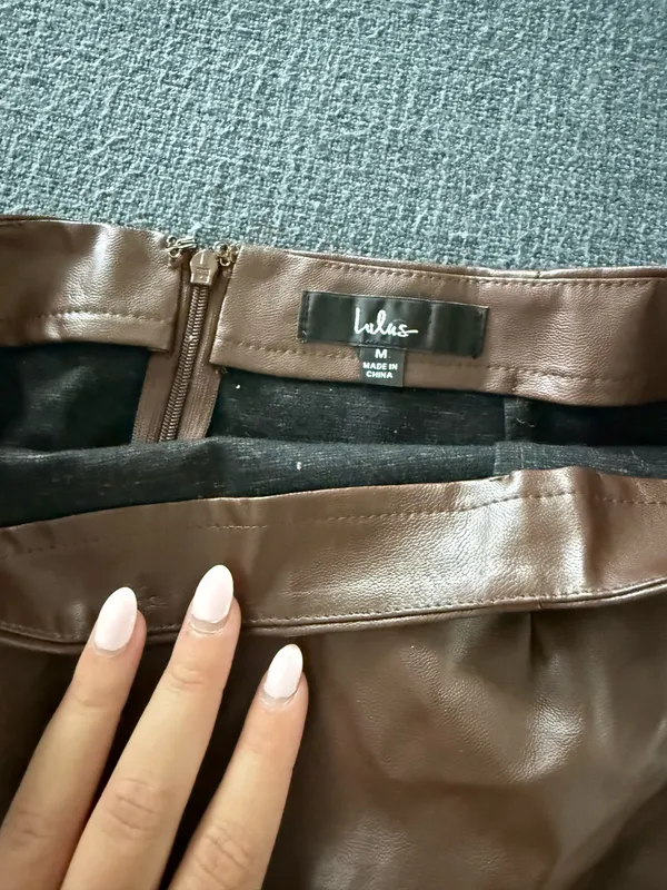 Lulus Brown Leather Mini Skirt - Image 3