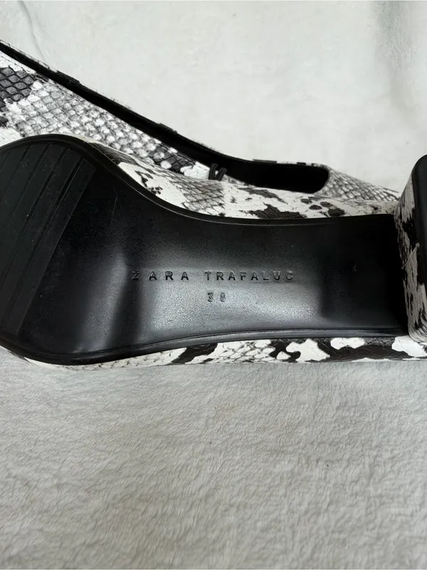 Zara women shoes 36/US 7.5 Snake Print Block Heels Pumps New No Box - Image 10