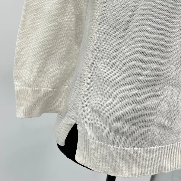 Ralph Lauren Lace Knit Top Womens M 3/4 Sleeve Sweater Quiet Luxury Costal White - Image 6