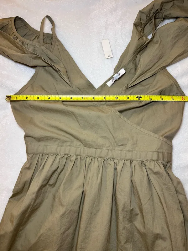 New MADEWELL Khaki Tan Green Off-The-Shoulder Tank Strap Midi Dress Size 0 - Image 10