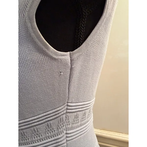 Eliza J Baby Blue Knit Off-The-Shoulder Fit & Flare Dress Pointelle Ribbed - Image 5