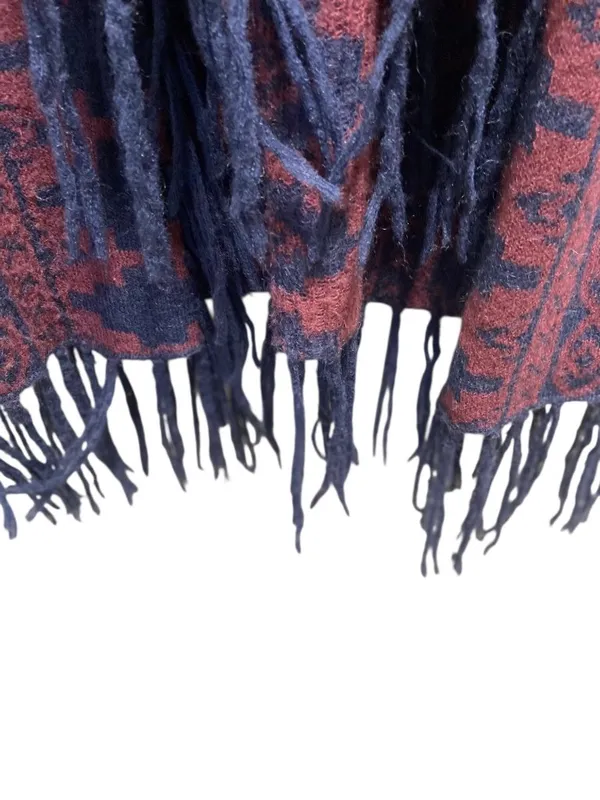 Caslon Southwestern Print Fringe Cardigan Navy Blue Size L Western Coastal Boho - Image 10