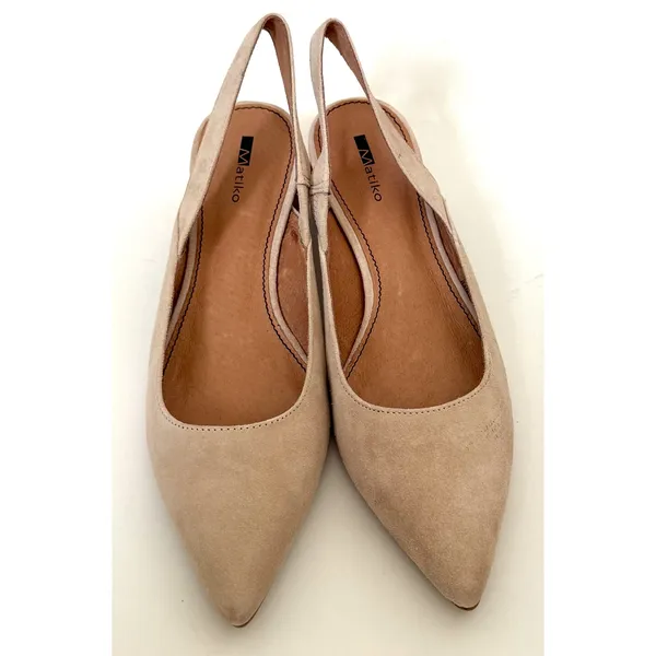 Matiko Anthropologie Heeled Suede Slingback Heel Peach Tan Size 36 US 5.5-6 NEW - Image 4