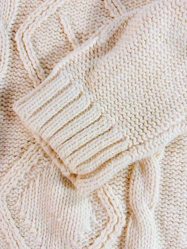 Vintage Princeton Club Womens Size Large Cream Turtleneck Sweater Fisherman - Image 8