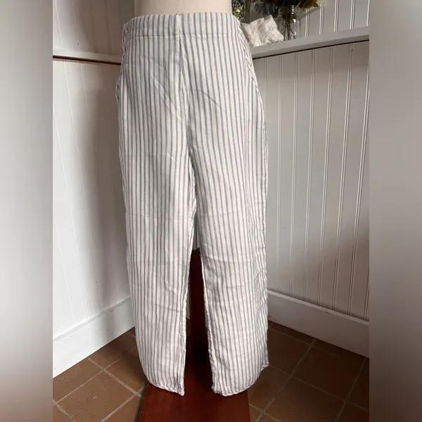 Dee Elly Coastal Chic Striped Cotton Pants - Image 2