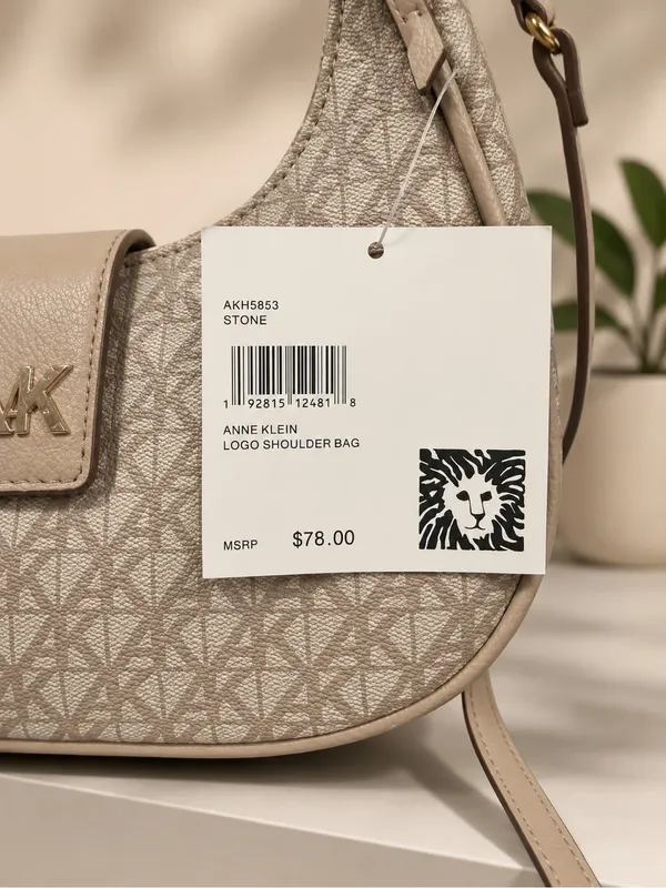 Anne Klein Bag Purse Crossbody Beige Monogram Pattern New With Tags - Image 2