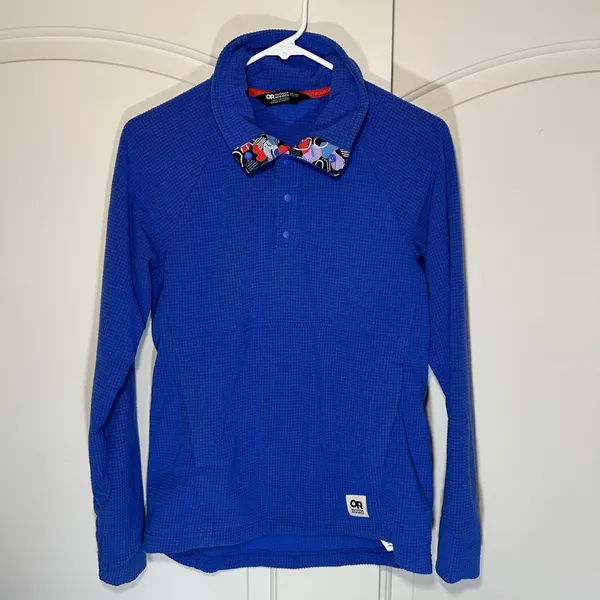 Outdoor Research Trail Mix Snap Pullover Womens XS Blue‎ Grid Fleece Waffle - Image 2