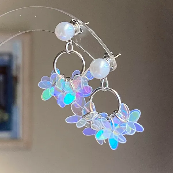 Handmade fairy cute unique style dangle earrings🩵 - Image 2