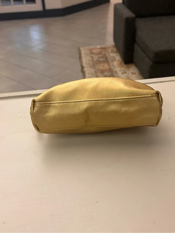 Shiseido Metallic Gold Cosmetic Pouch with Logo Plaque - Image 2