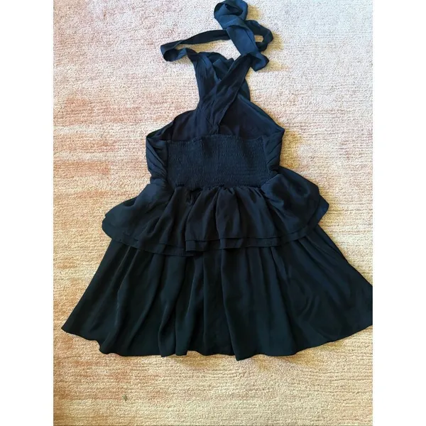 The Impeccable Pig Black Halter Ruffle Mini Dress Size S - Image 7