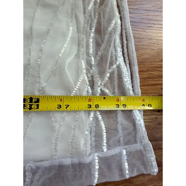 Escada White Beaded Mesh Overlay Sheath Midi Dress Sleeveless Size M - Image 12