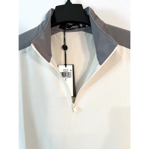 Ralph Lauren Top Womens Size L Cream Gray Short Sleeve Zip Golf Tennis NWT - Image 9