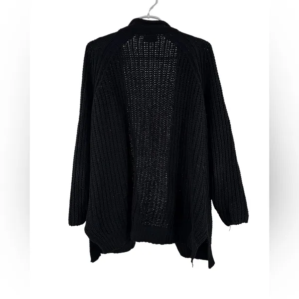 POL Black Open-Knit Women's Cardigan M oversized neutral capsule open front - Image 2