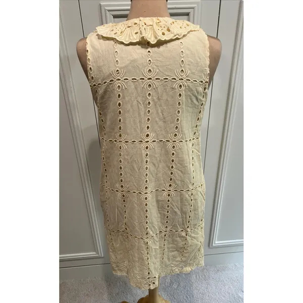 Tularosa Este Dress Size Small Butter‎ Yellow Eyelet Button Front Cottagecore - Image 6