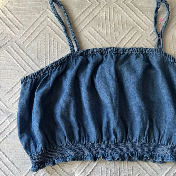 American Eagle Denim NWT Smocked Crop Top Size XL - Image 9
