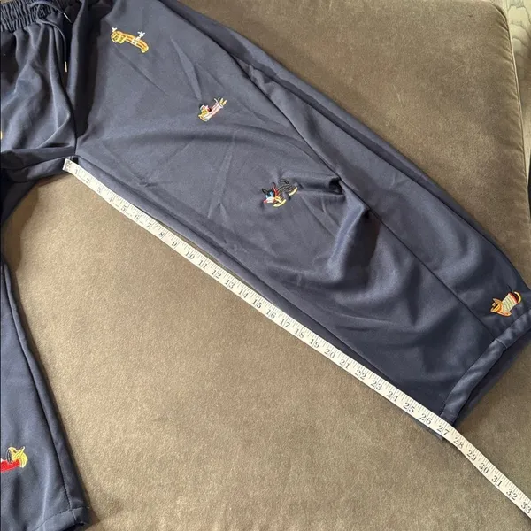 Unisex Blue Embroidered Puppy Baggy Sweatpants Y2K Wide Leg Pant Lantern Trouser - Image 6