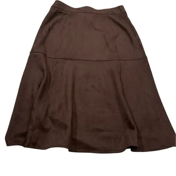 Marc New‎ York Skirt Womens XL Espresso Faux Suede A-Line Midi M5MSE217 Academia - Image 5