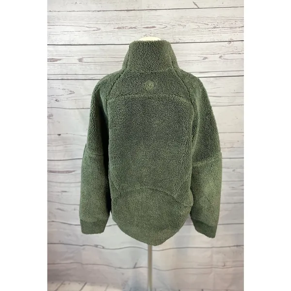 Lululemon Green Fleece Scuba Half Zip Pullover Jacket Cozy Sherpa - Image 3