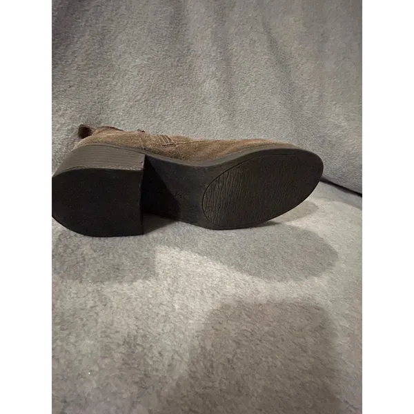 Clarks Brown Suede Ankle Boots Womens Block Heel‎ Side Zip Booties - Image 7