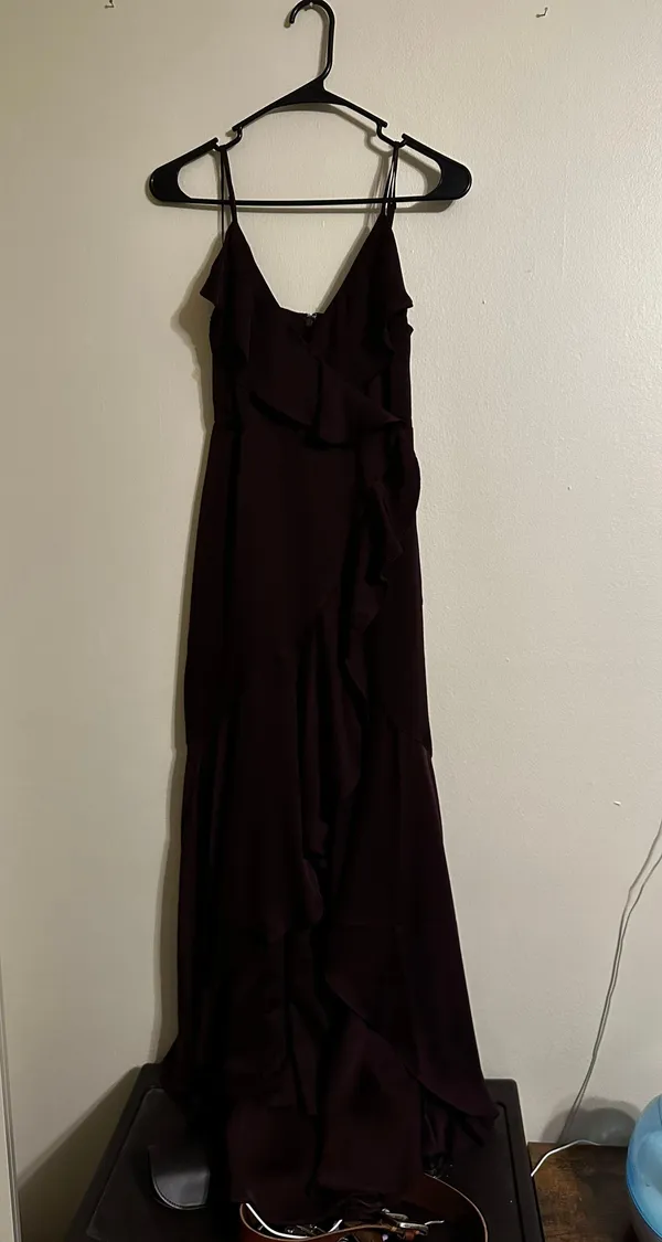 Express High Low Maroon Satin Dress - Image 7