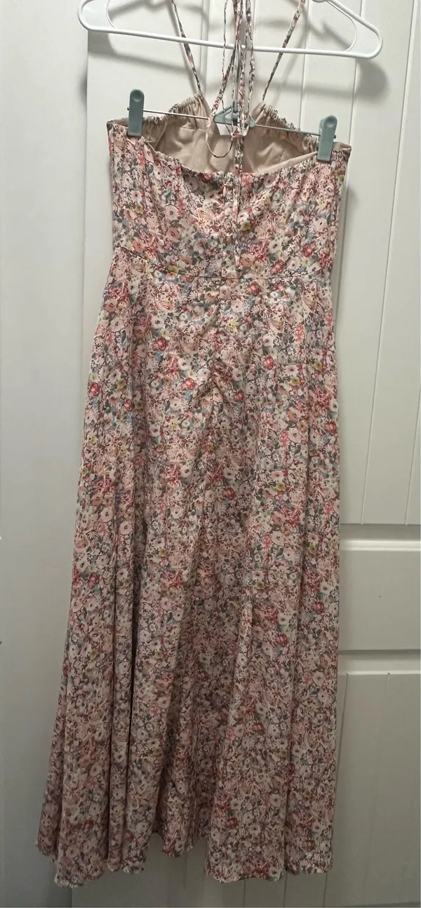 Halter Top Pink Maxi Floral Dress - Image 3