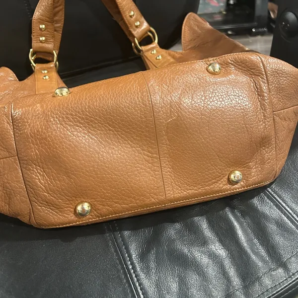 Steven by Steve Madden Brown genuineLeather Bag with Gold hardware and zippers - Image 6