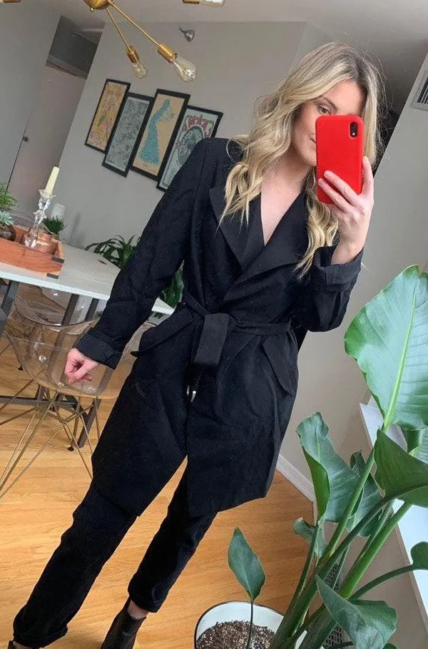 H&M Black Trench Coat - Image 4