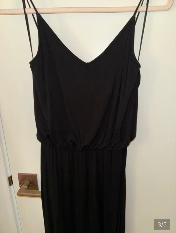 Black Spaghetti Strap Maxi Dress with Side Slit - Image 3