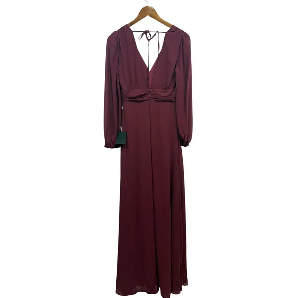 Lulus Love You So Burgundy Long Sleeve Maxi Dress size Small NWT - Image 5