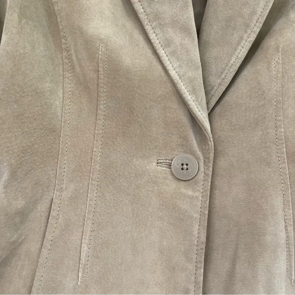 Alfani Tan Leather Women Blazer Jacket SP Suede Fall Classic Preppy Coat Classic - Image 9