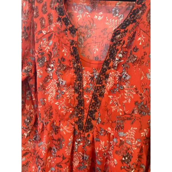 Knox Rose‎ Orange Boho Embroidered Dress Size Large - Image 3